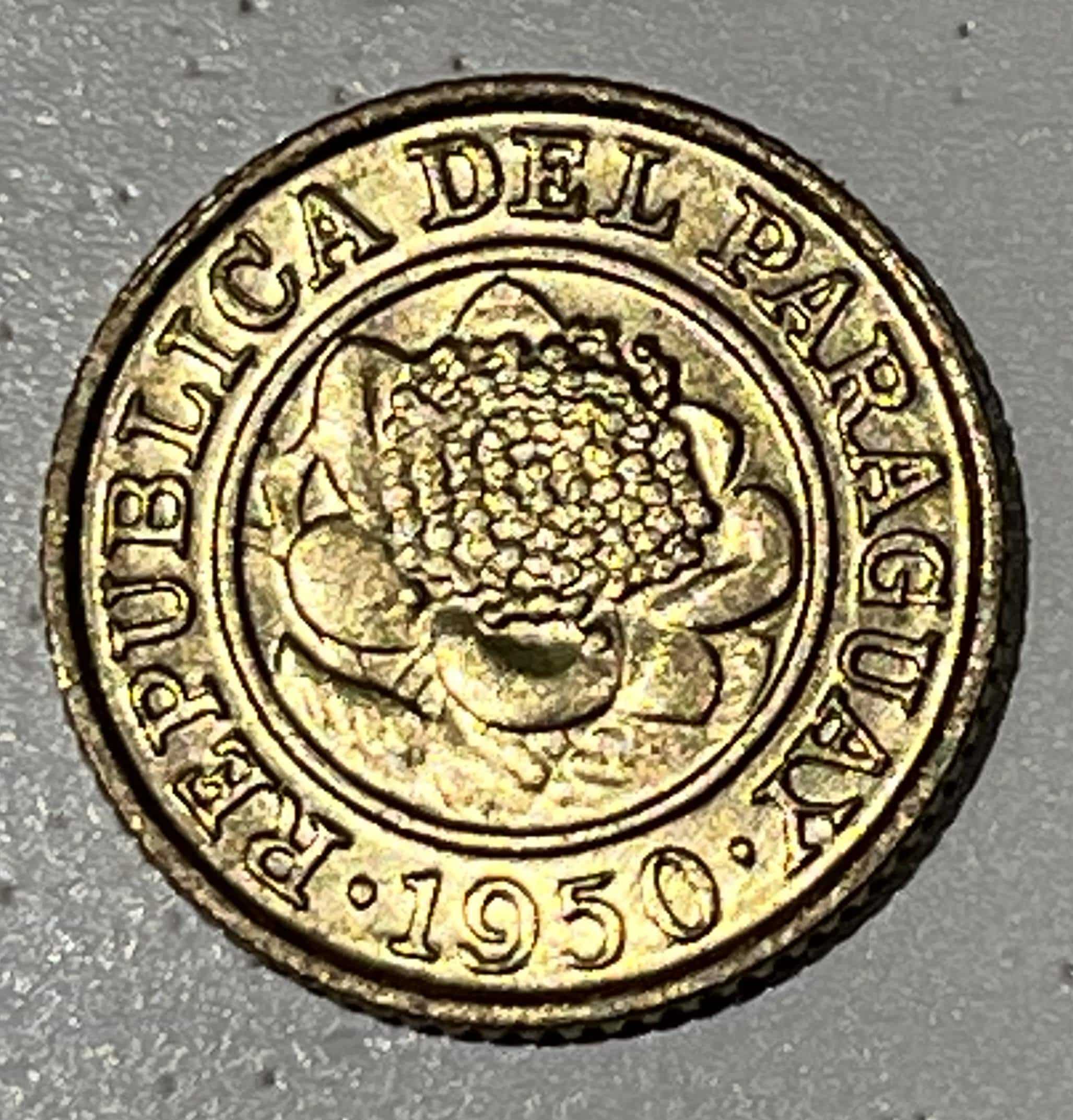 1950-Paraguay-1-Centisimo-DDO-/-DDR-Nice-Doubling.